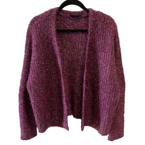 Lane Bryant classic open front purple metallic eyelash cardigan size 18/20